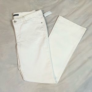 Tahari Womens 14 Wide-Legged White Jeans